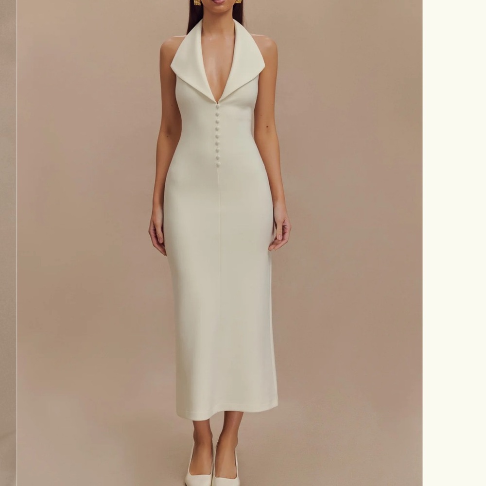 NWT Meshki Annita Crepe Halter Midi Dress